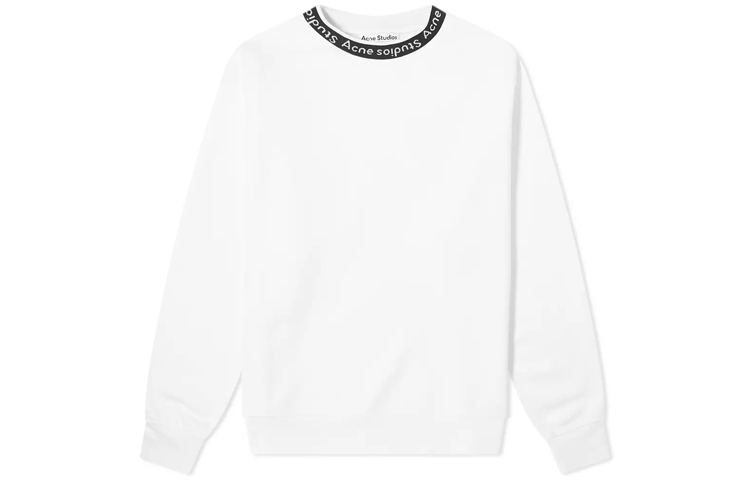 Acne Studios FW21 White Pullover Sweatshirt with Logo. BI0078-183