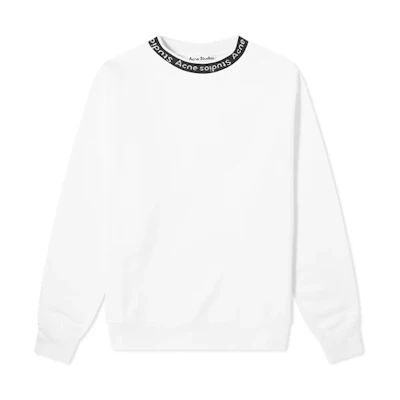 Acne Studios FW21 White Pullover Sweatshirt with Logo. BI0078-183