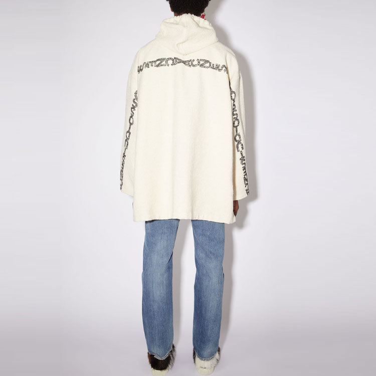 Shop Sudadera Acne Studios FW21 Blanca de Tweed con Letras y Cordón. B90566-AEB