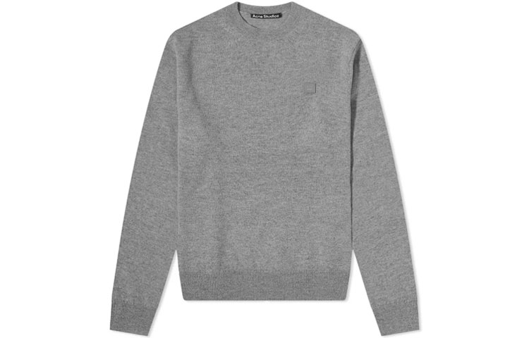Acne Studios FW21 Wool Sweater Gray - Face Emoji Crewneck Knit Pullover. C60042-990