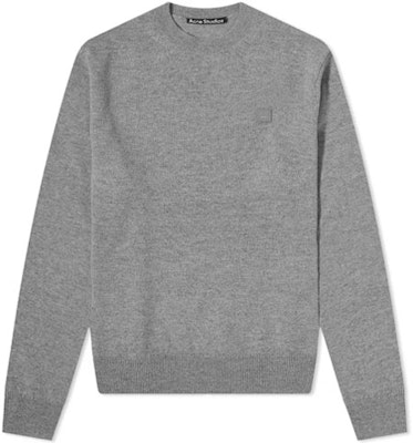 アクネ ストゥディオズ FW21 ウール セーター グレー - フェイスエモジ クルーネックニット. C60042-990 Buy アクネ ストゥディオズ FW21 ウール セーター グレー - フェイスエモジ クルーネックニット. C60042-990