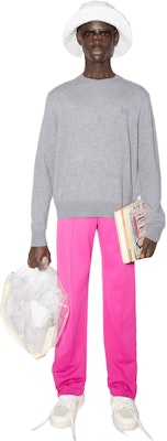 アクネ ストゥディオズ FW21 ウール セーター グレー - フェイスエモジ クルーネックニット. C60042-990 Purchase アクネ ストゥディオズ FW21 ウール セーター グレー - フェイスエモジ クルーネックニット. C60042-990