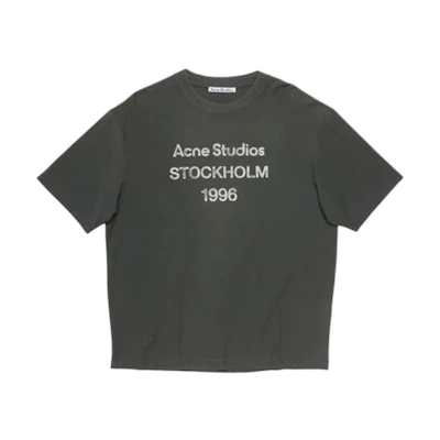 Acne Studios FW22 1996 Logo Print Crewneck T-Shirt Unisex Faded Black. CL0196-BM0