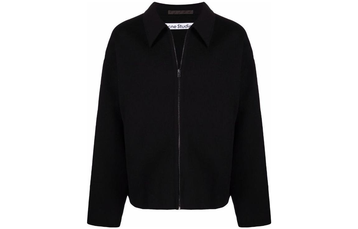 Order Acne Studios FW22 Jaket Kasual Hitam Solid Zip-Up Collar. B90629-900
