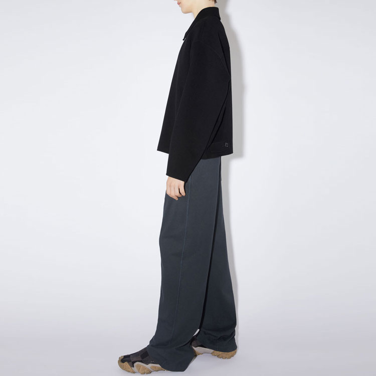 Shop Acne Studios FW22 Jaket Kasual Hitam Solid Zip-Up Collar. B90629-900