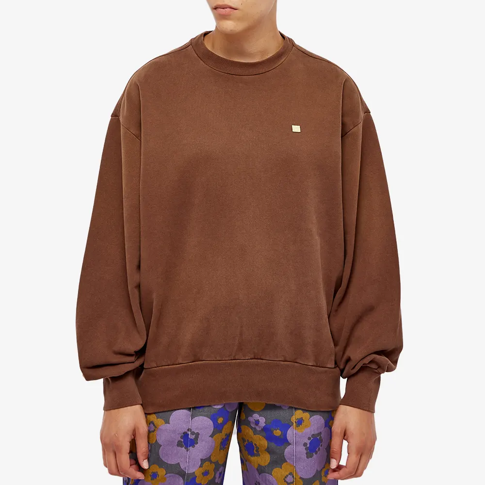 Shop Sudadera Acne Studios FW22 Cuello Redondo Manga Larga Marrón Café. CI0112-ADP