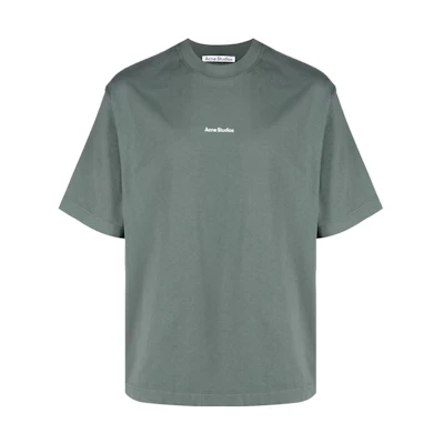 Acne Studios FW22 Green Solid Color Letter Print Crewneck T-Shirt. BL0278-CA3