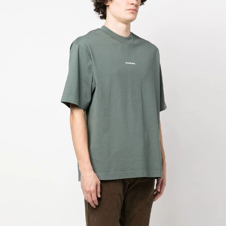 Acne Studios FW22  Green Solid Color Letter Print Crewneck T-Shirt. BL0278-CA3 圖 5