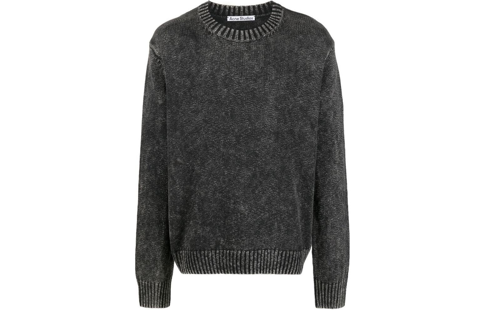 Acne Studios FW22 Acid Wash Distressed Crewneck Sweater Men’s Black Grey B60245-AA3103 圖 2