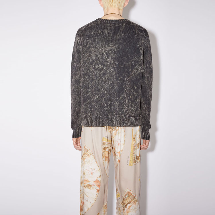 Acne Studios FW22 Acid Wash Distressed Crewneck Sweater Men’s Black Grey B60245-AA3103 圖 4