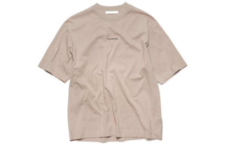 Acne Studios FW22 Beige Crewneck T-Shirt with Letter Print -  Casual Tee. BL0278-ADY