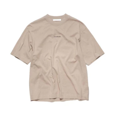 Acne Studios FW22 Beige Crewneck T-Shirt with Letter Print - Casual Tee. BL0278-ADY