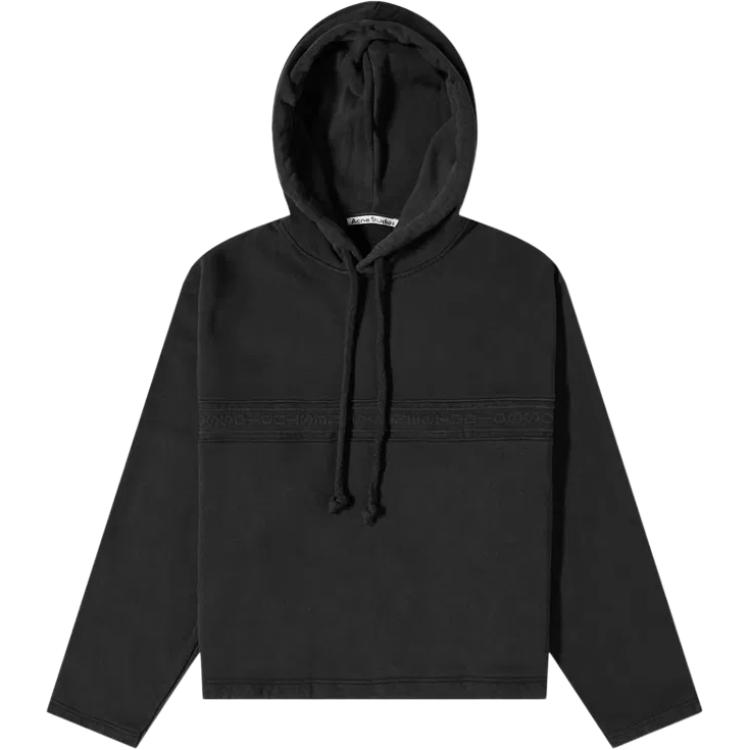 Buy Acne Studios FW22 Black  Fleece Logo Embossed Long Sleeve Sweatshirt BI0173-900