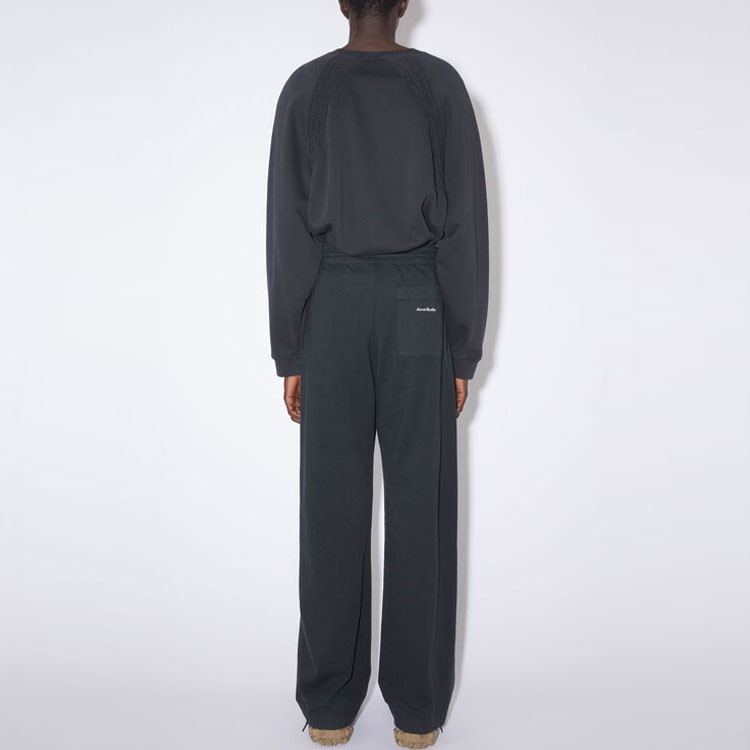 Shop Acne Studios FW22 Black Elastic Waist Cotton Sweatpants BK0523-900