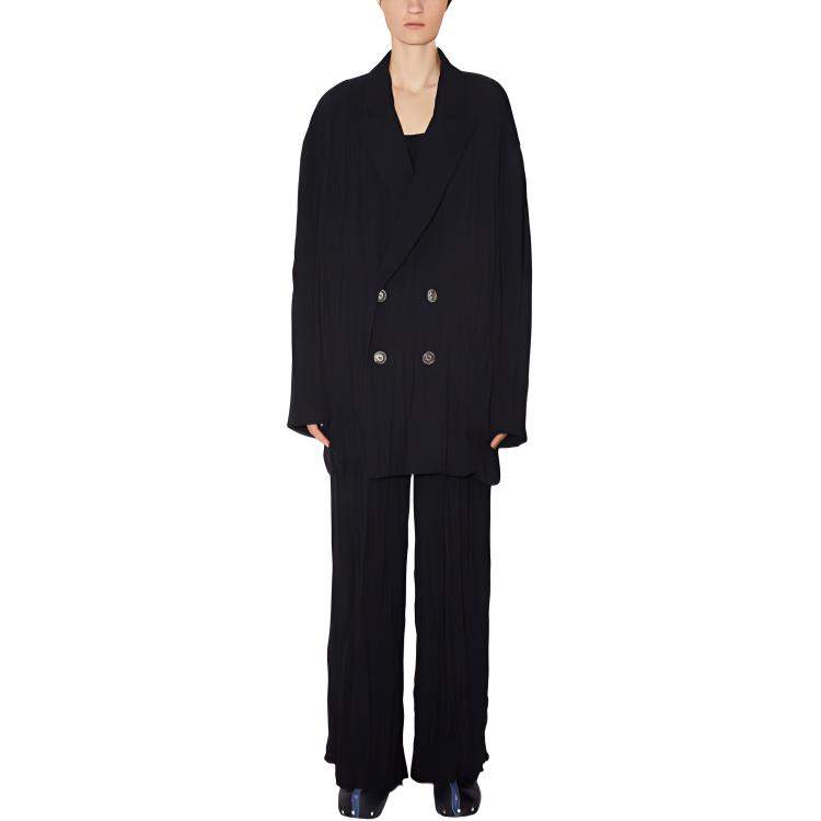 Lookbook Acne Studios FW22 Black Satin Double-Breasted Blazer Jacket Unisex C90129-900