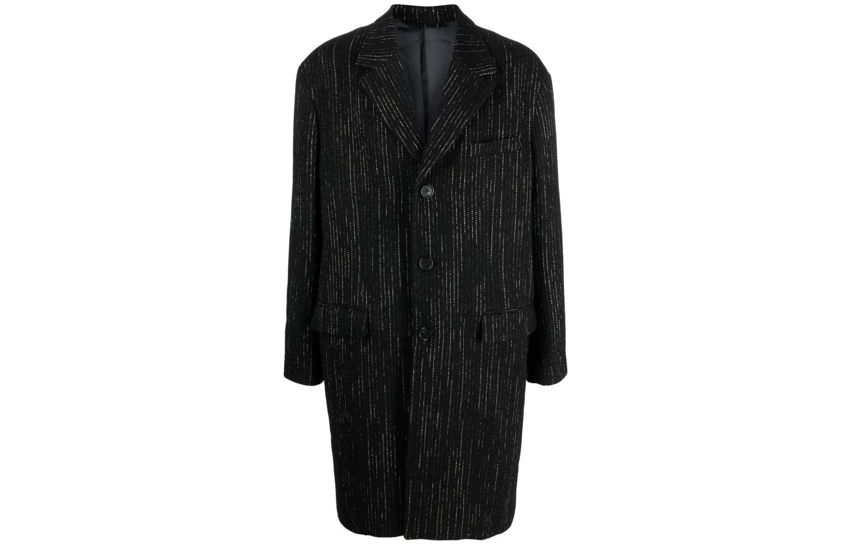 Order Acne Studios FW22 Black Single-Breasted Collar Long Sleeve Coat B90646-900
