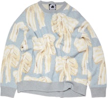 Acne Studios FW22 Bow Jacquard Crewneck Pullover Sweater Men’s Blue. B60270-CHM Acne Studios FW22 Bow Jacquard Crewneck Pullover Sweater Men’s Blue. B60270-CHM