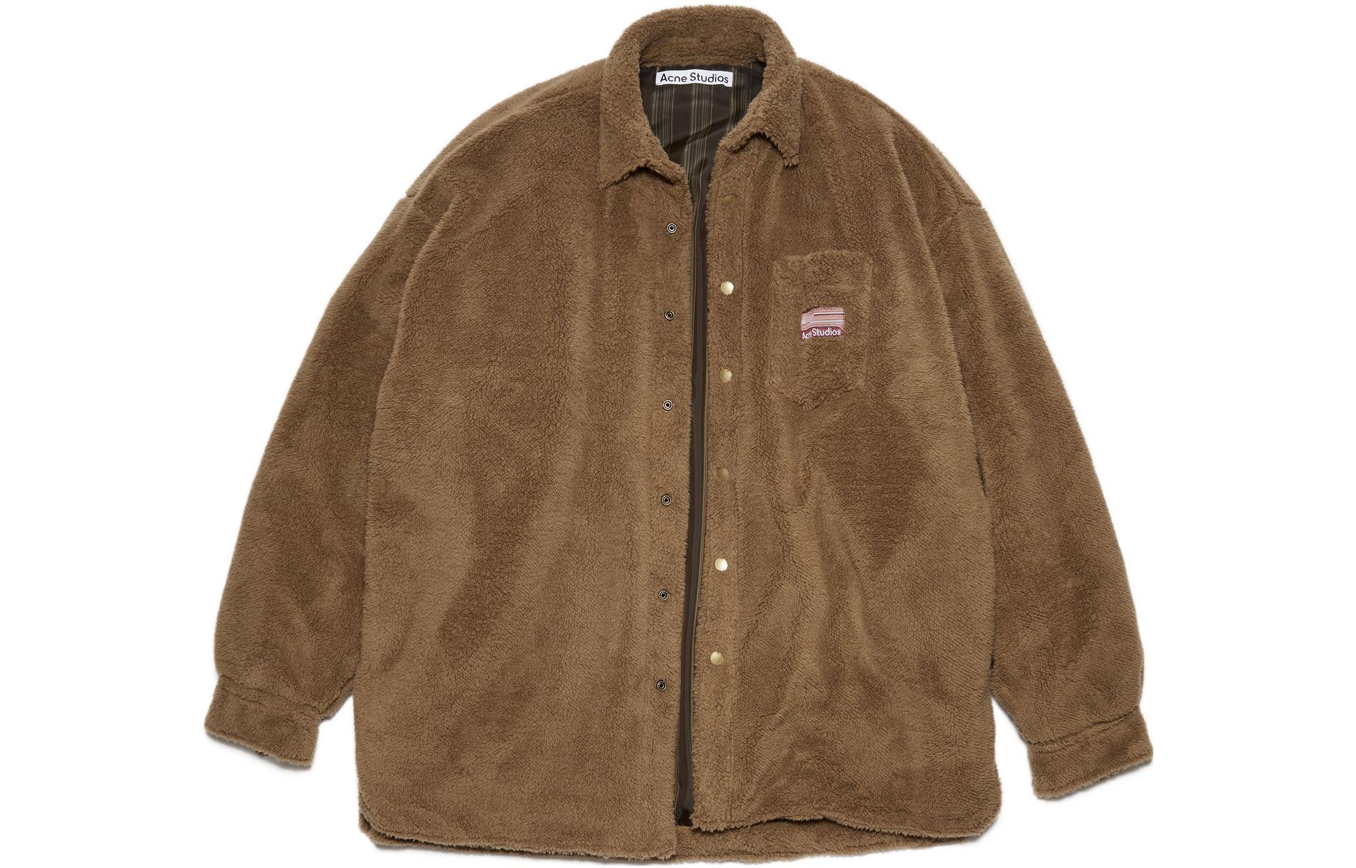 Acne Studios FW22 Brown Logo Plush Button-Up Jacket B90656-ADZ