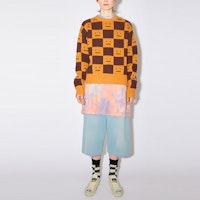 Lookbook Acne Studios FW22 格紋Face羊毛毛衣 情侶款 橙色 适合男女穿著 C60055-CW7