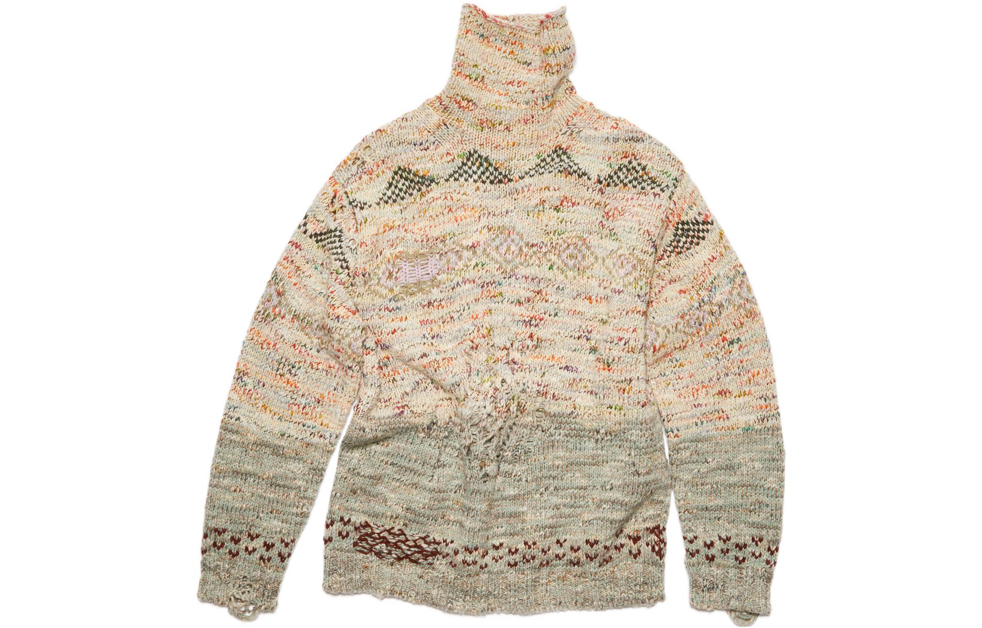 Order Acne Studios FW22 Curled High Neck Wool Knit Sweater Light Brown B60242-BA5