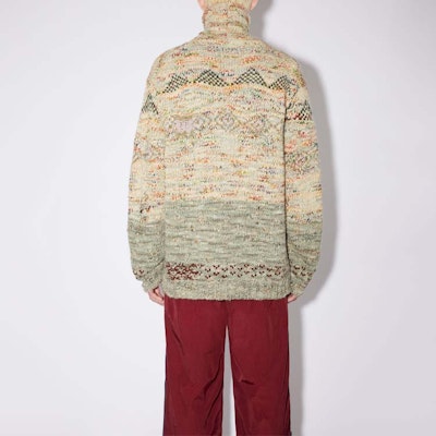 Acne Studios FW22 Curled High Neck Wool Knit Sweater Light Brown B60242-BA5 Shop Acne Studios FW22 Curled High Neck Wool Knit Sweater Light Brown B60242-BA5