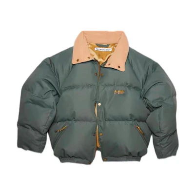 Acne Studios FW22 Down Jacket Solid Stand Collar - Gray Green B90622-AB8