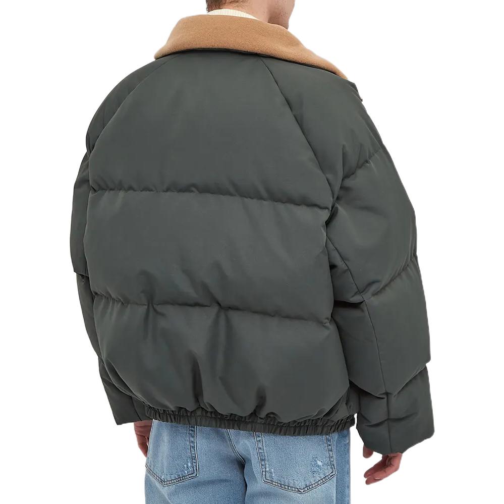 Shop Acne Studios FW22 Down Jacket Solid Stand Collar - Gray Green B90622-AB8