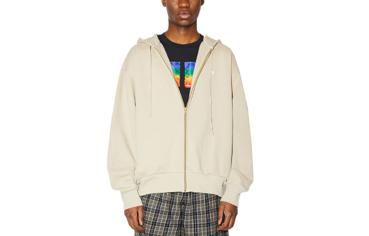 Acne Studios FW22 Face Faded Beige Zip Hoodie Unisex Sweatshirt CI0111-ADY