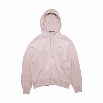 Acne Studios FW22 Face Faded Zip Hoodie Unisex Sweatshirt Gray Pink CI0111-CJC