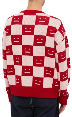 アクネ ストゥディオズ FW22 フェイス チェック柄 ウール クルーネックスウェット ユニセックス レッド C60055-CW6 Details for アクネ ストゥディオズ FW22 フェイス チェック柄 ウール クルーネックスウェット ユニセックス レッド C60055-CW6