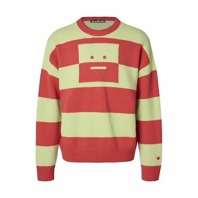 Acne Studios FW22 Face Wool Striped Knit Sweater Unisex Light Green C60066-DA5