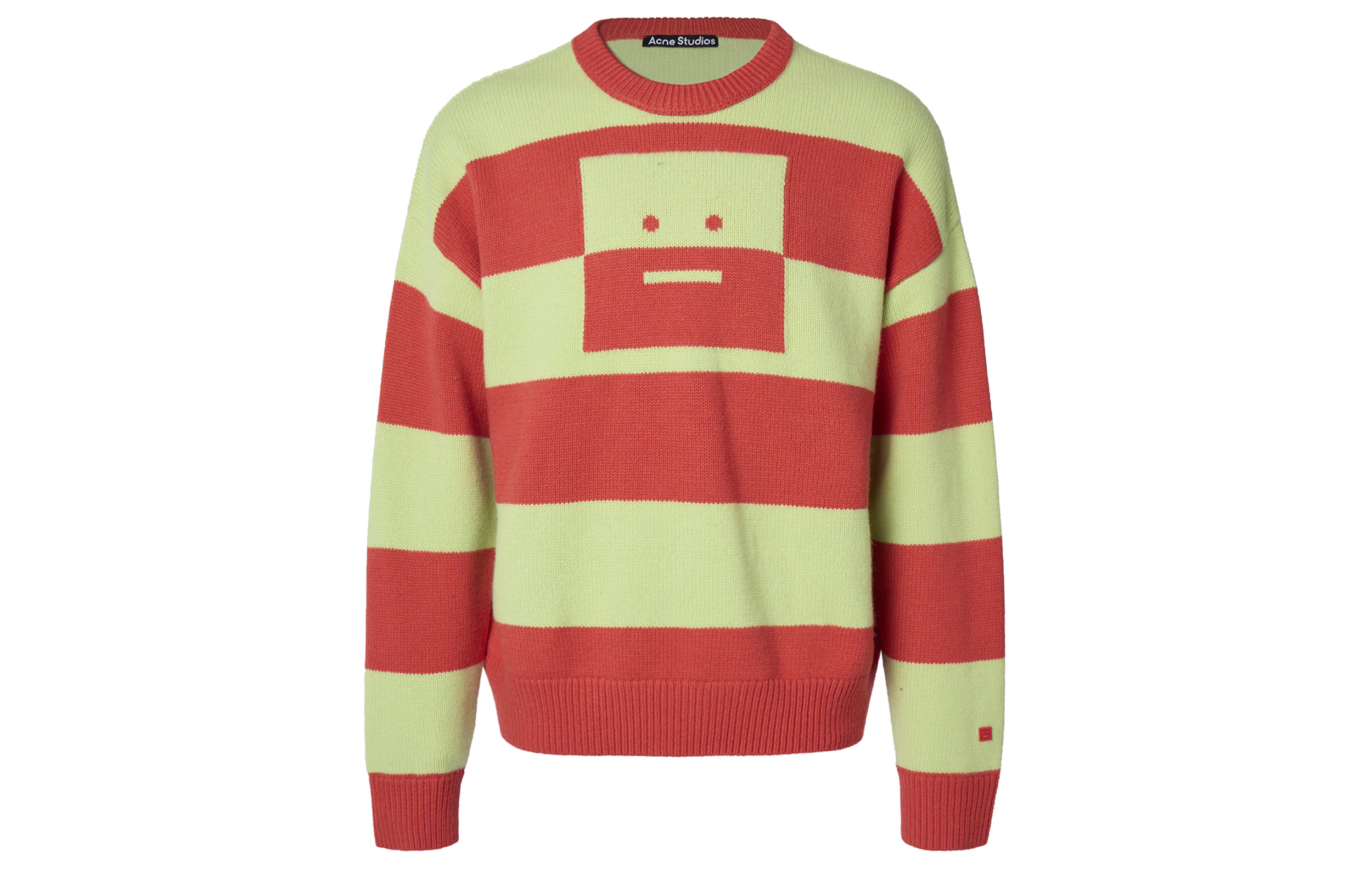 Order Acne Studios FW22 Face Wool Striped Knit Sweater Unisex Light Green C60066-DA5