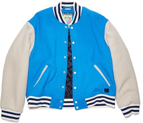 Acne Studios FW22 Gemstone Blue Colorblock Striped Baseball Jacket Unisex. C90118-CS0 Buy Acne Studios FW22 Gemstone Blue Colorblock Striped Baseball Jacket Unisex. C90118-CS0