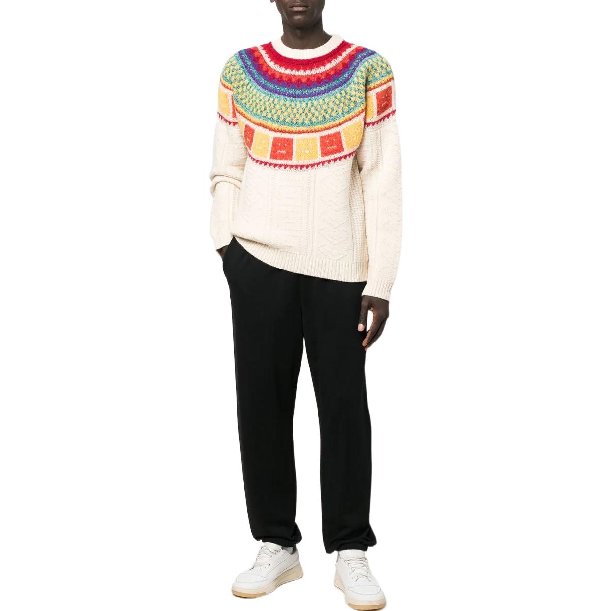 Acne Studios FW22 Geometric Jacquard Knit Wool Sweater Unisex Beige C60058-CWK 圖 3