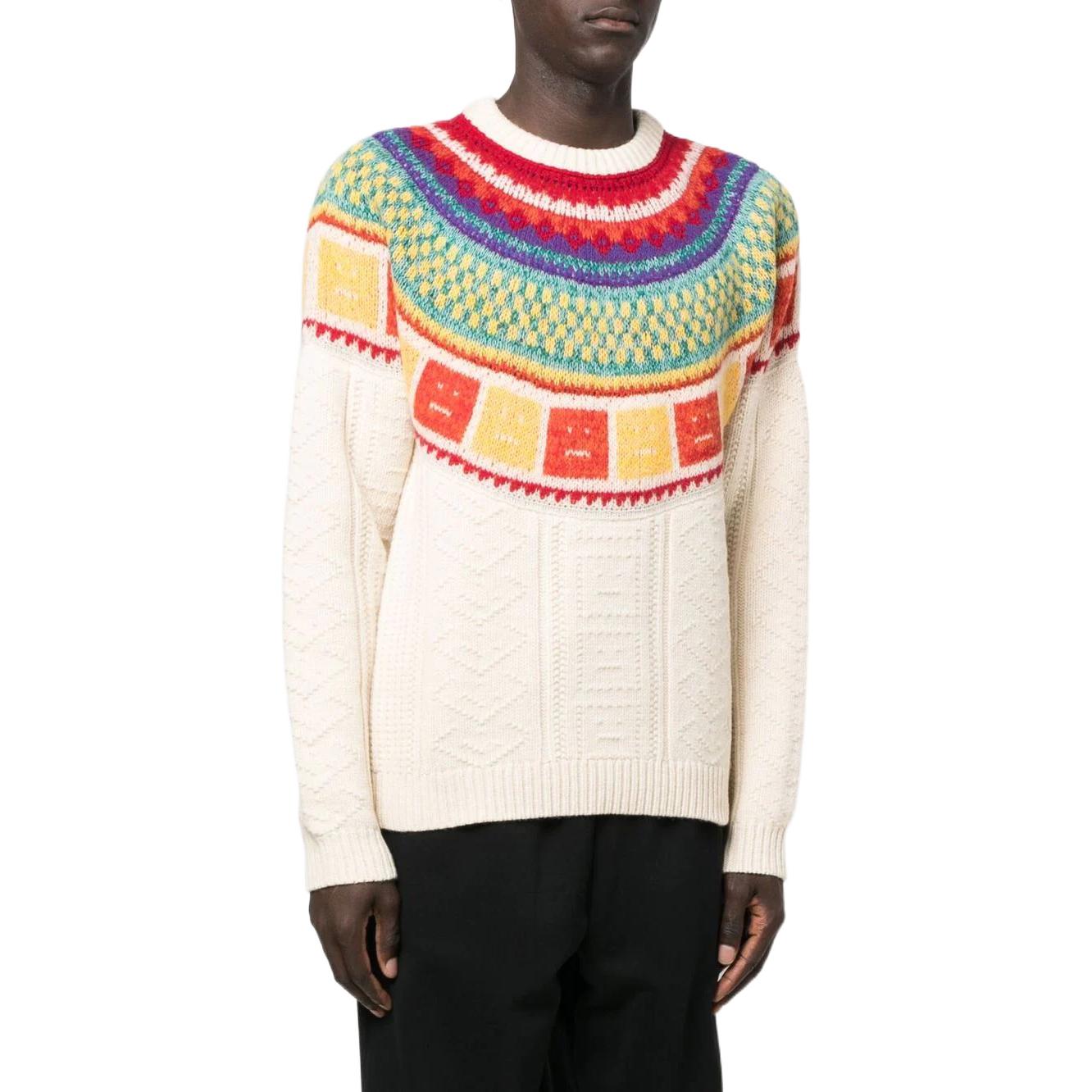 Acne Studios FW22 Geometric Jacquard Knit Wool Sweater Unisex Beige C60058-CWK 圖 6