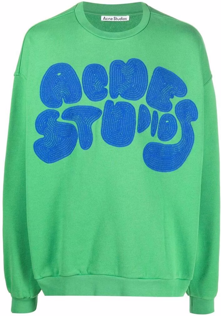 acne-studios-fw-22-green-colorblock-logo-embroidered-long-sleeve-sweatshirt-mens-bi-0172-bdm