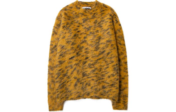 Order Acne Studios FW22 Leopard Knit Crewneck Sweater Men’s Mustard Yellow B60250-BQT