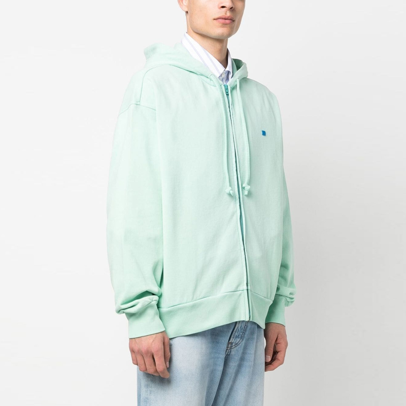Details for Acne Studios FW22 Mint Mambo Faded Face Zip Hoodie Unisex - Light Green CI0111-BM7