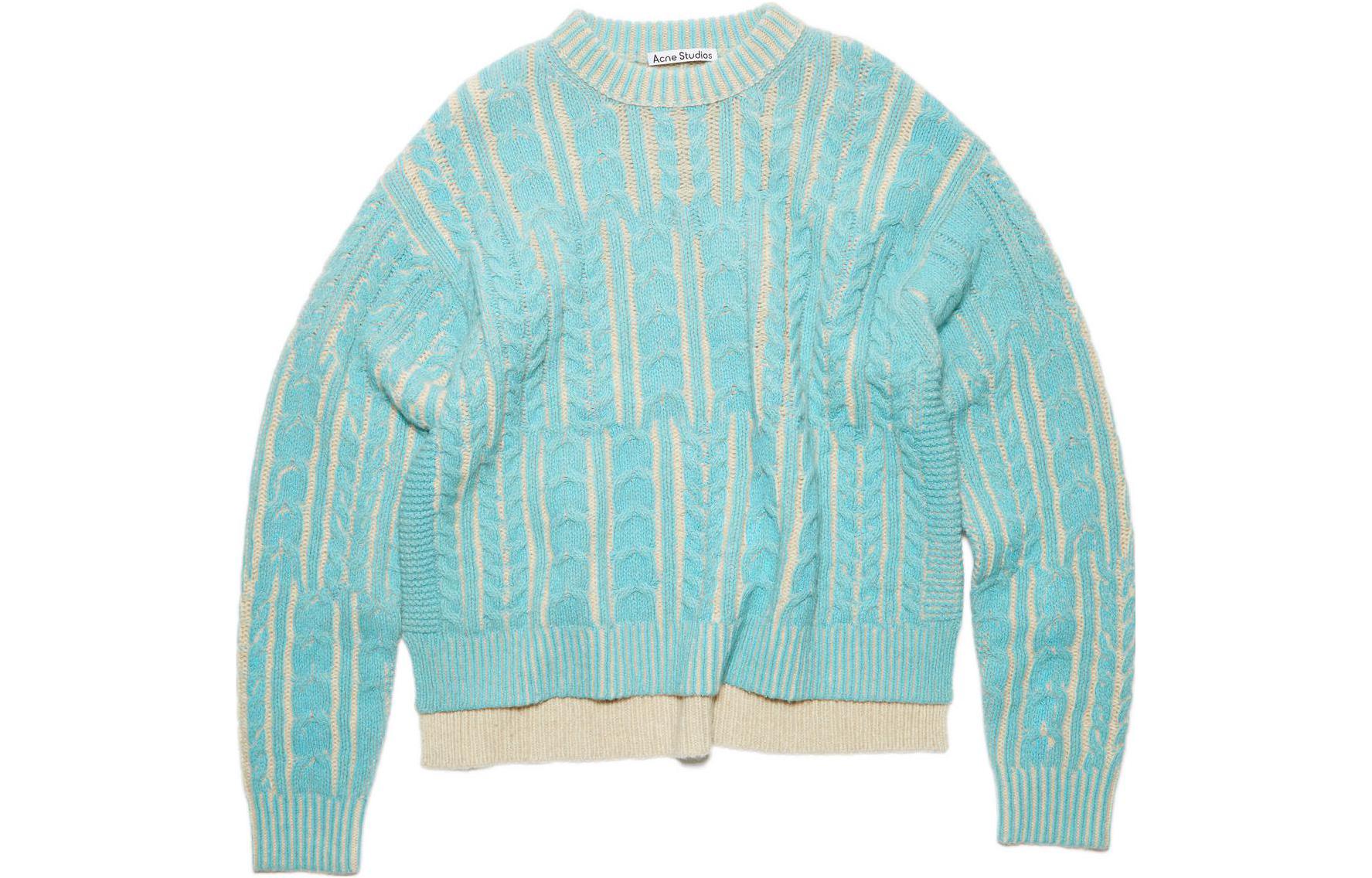 Acne Studios FW22 Multi-Color Knit Pullover Sweater Unisex Turquoise Blue. B60246-AAP
