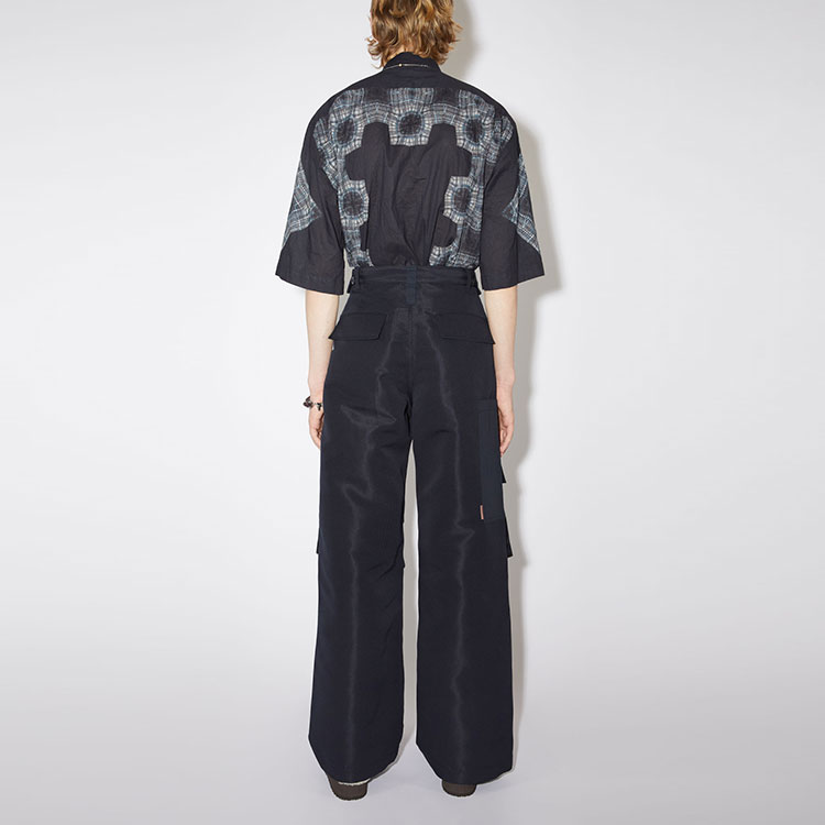 Shop Acne Studios FW22 Multi-Pocket Relaxed Straight Casual Pants Men Deep Blue BK0488-838