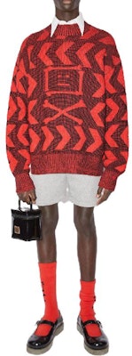 Acne Studios FW22 Red Half-Turtleneck Pullover Sweater with Smiley Logo Unisex C60063-DAA Details for Acne Studios FW22 Red Half-Turtleneck Pullover Sweater with Smiley Logo Unisex C60063-DAA