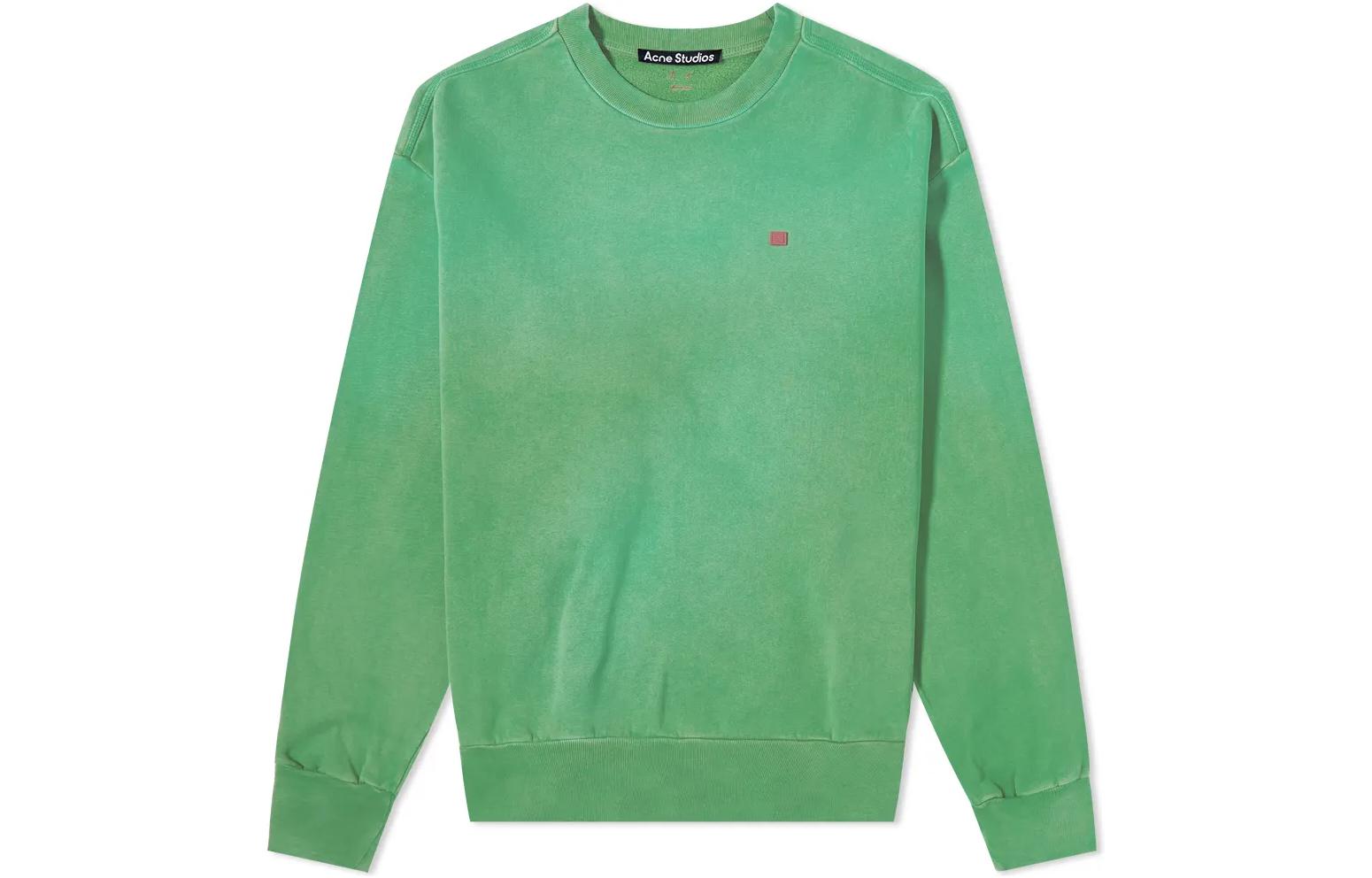 Acne Studios FW22 Ribbed Pullover Sweatshirt Green Unisex Embroidered Design CI0081-CA4