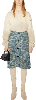 Acne Studios FW22 Solid Blue Knit Midi Skirt with Single Button Closure AF0281-ALD Lookbook Acne Studios FW22 Solid Blue Knit Midi Skirt with Single Button Closure AF0281-ALD