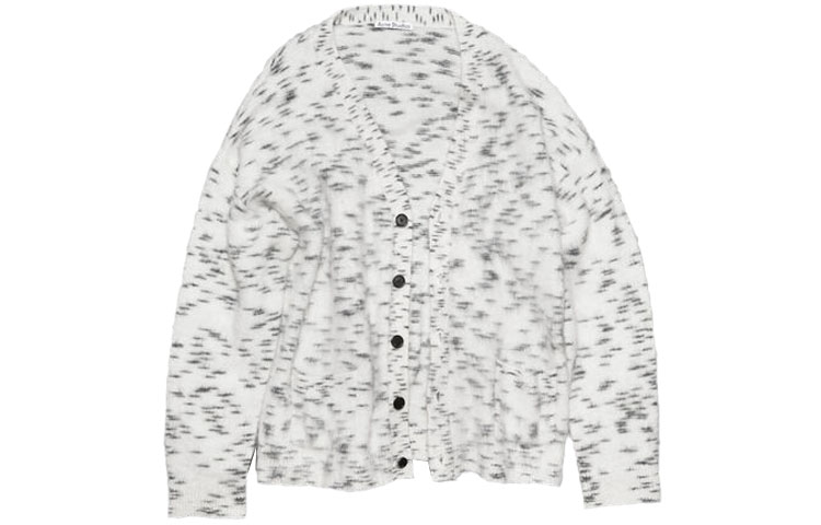 Order Cardigan Acne Studios FW22 Mohair Bertompok Kelabu Putih Single-Breasted. B60256-AEG