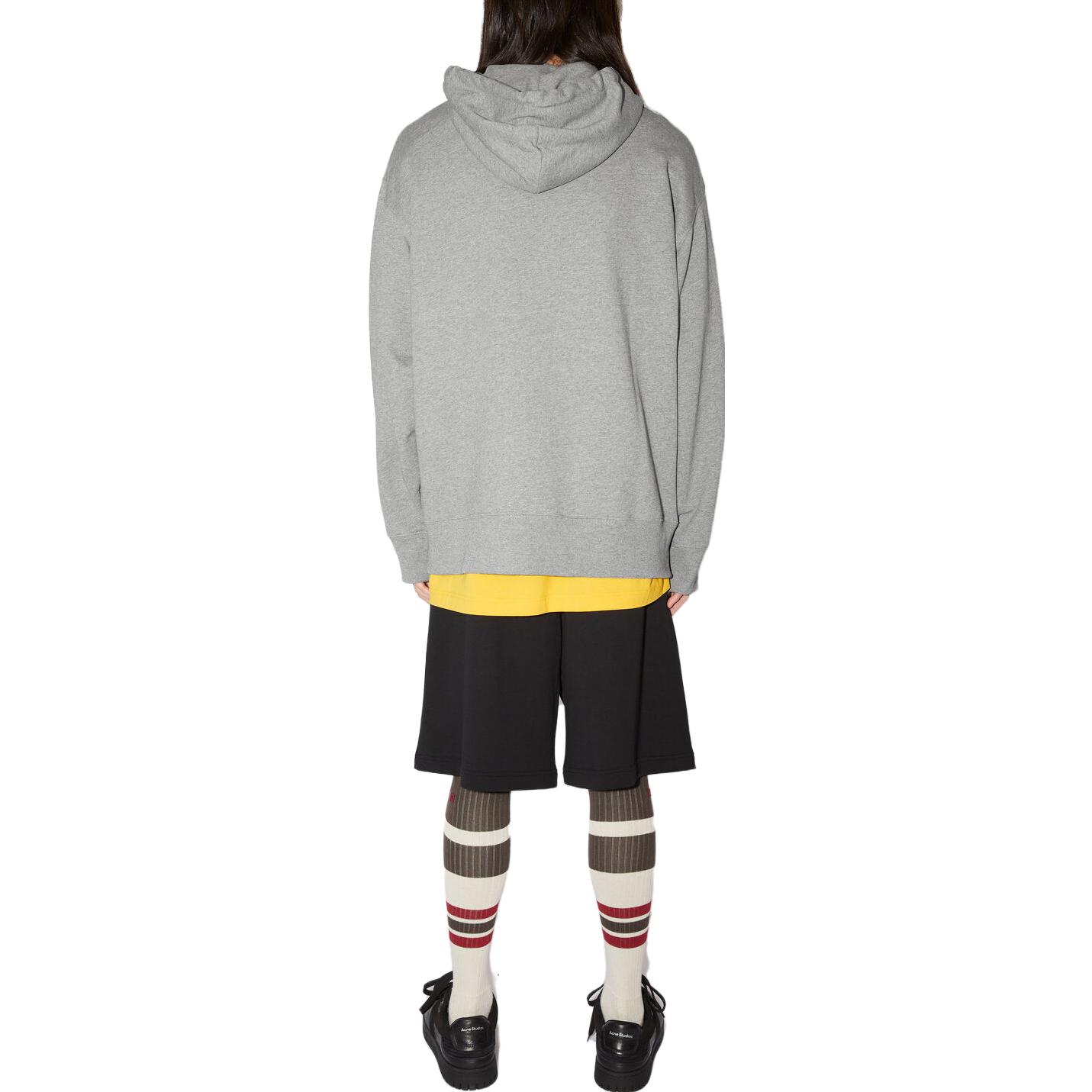 Shop Acne Studios FW22 男女款灰色笑臉棉質連帽衫。 CI0079