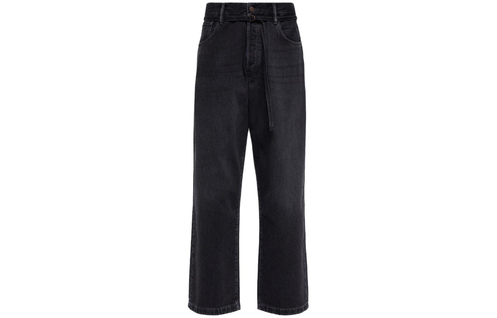 Acne Studios FW22 Unisex Loose Fit High-Waist Drawstring Jeans 1991 TOJ Black. C00033-900