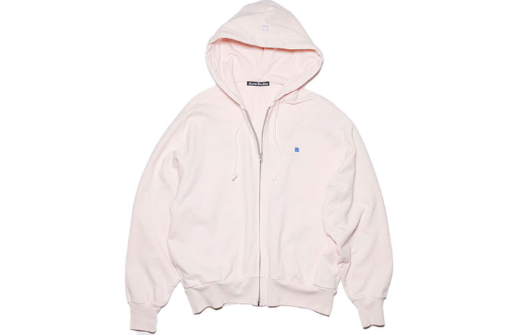 Acne Studios FW22 Unisex Solid Color Zip Hoodie Light Pink CI0111-BKY