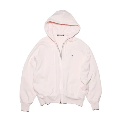 Acne Studios FW22 Unisex Solid Color Zip Hoodie Light Pink CI0111-BKY