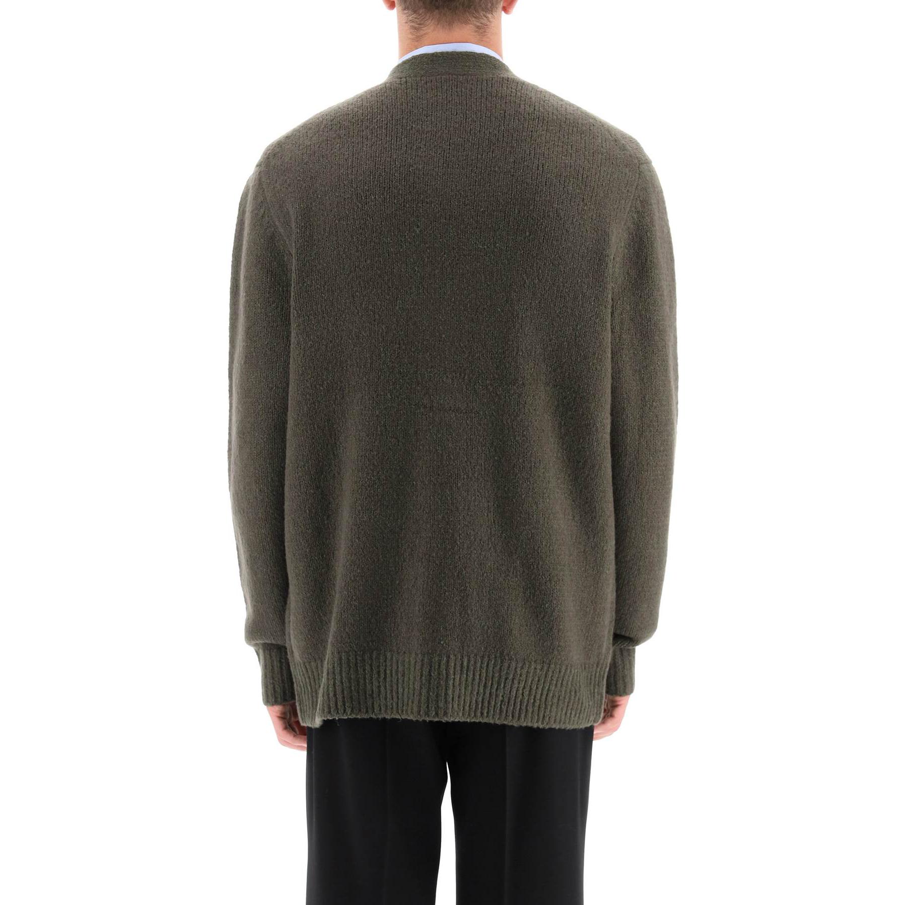 Shop 아크네 스튜디오 FW22 브이넥 니트 가디건 그레이-그린 긴소매 B60222-AAY