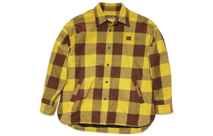 Order Kemeja Lengan Panjang Kotak-Kotak Kuning Acne Studios FW22 Unisex. C90117-CL2